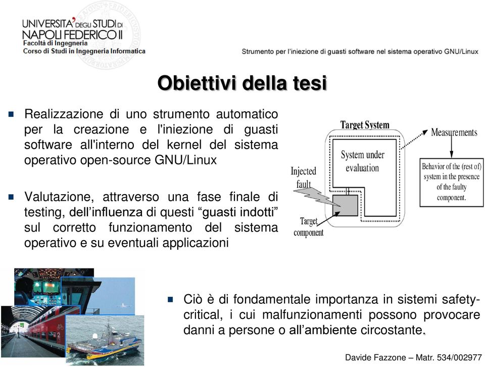 influenza di questi guasti indotti sul corretto funzionamento del sistema operativo e su eventuali applicazioni Ciò è di