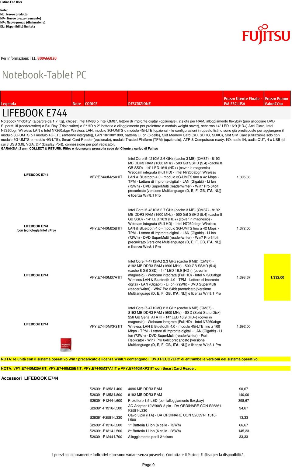 Wireless LAN o Intel N7260abgn Wireless LAN, modulo 3G-UMTS o modulo 4G-LTE [opzionali - le configurazioni in questo listino sono già predisposte per aggiungere il modulo 3G-UMTS o il modulo 4G-LTE