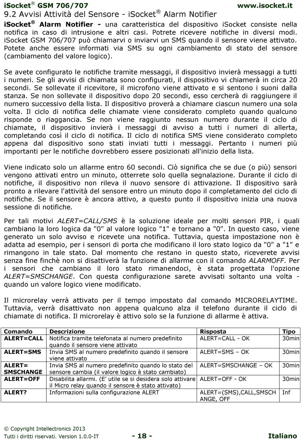 Potete anche essere informati via SMS su ogni cambiamento di stato del sensore (cambiamento del valore logico).