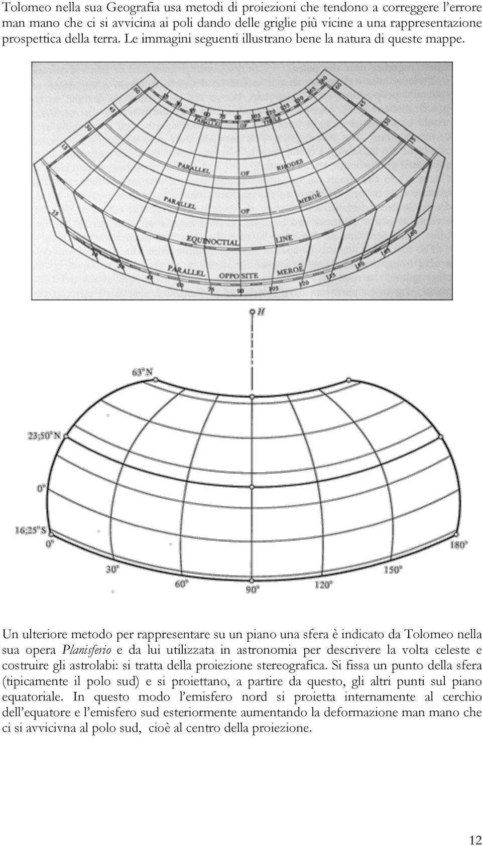 Un ulteriore metodo per rappresentare su un piano una sfera è indicato da Tolomeo nella sua opera Planisferio e da lui utilizzata in astronomia per descrivere la volta celeste e costruire gli