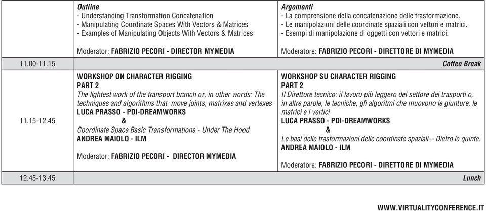 Moderator: FABRIZIO PECORI - DIRECTOR MYMEDIA Moderatore: FABRIZIO PECORI - DIRETTORE DI MYMEDIA 11.00-11.15 Coffee Break 11.15-12.