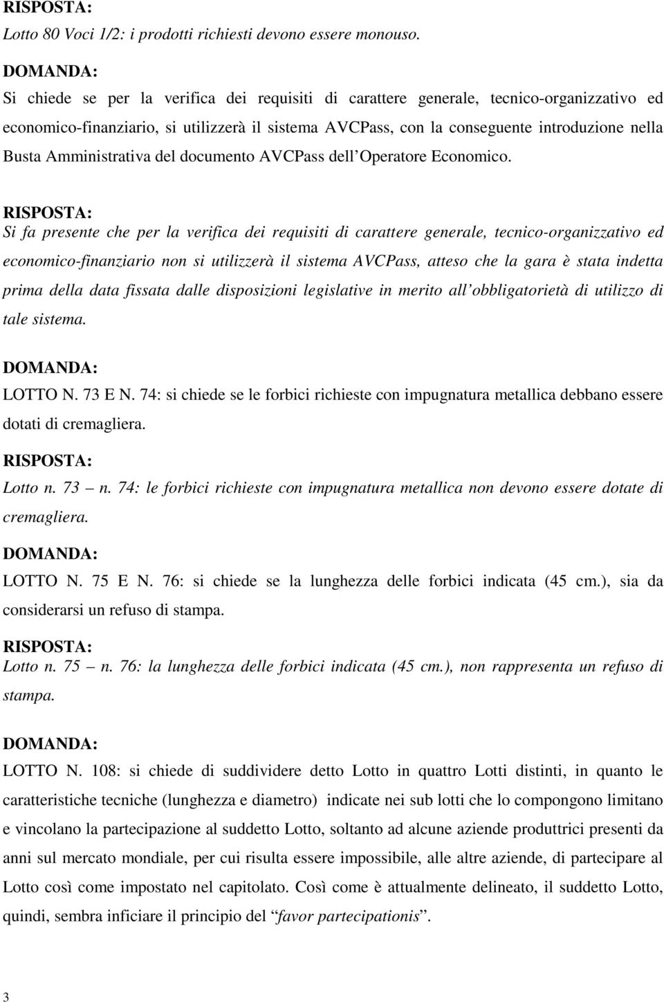 Amministrativa del documento AVCPass dell Operatore Economico.