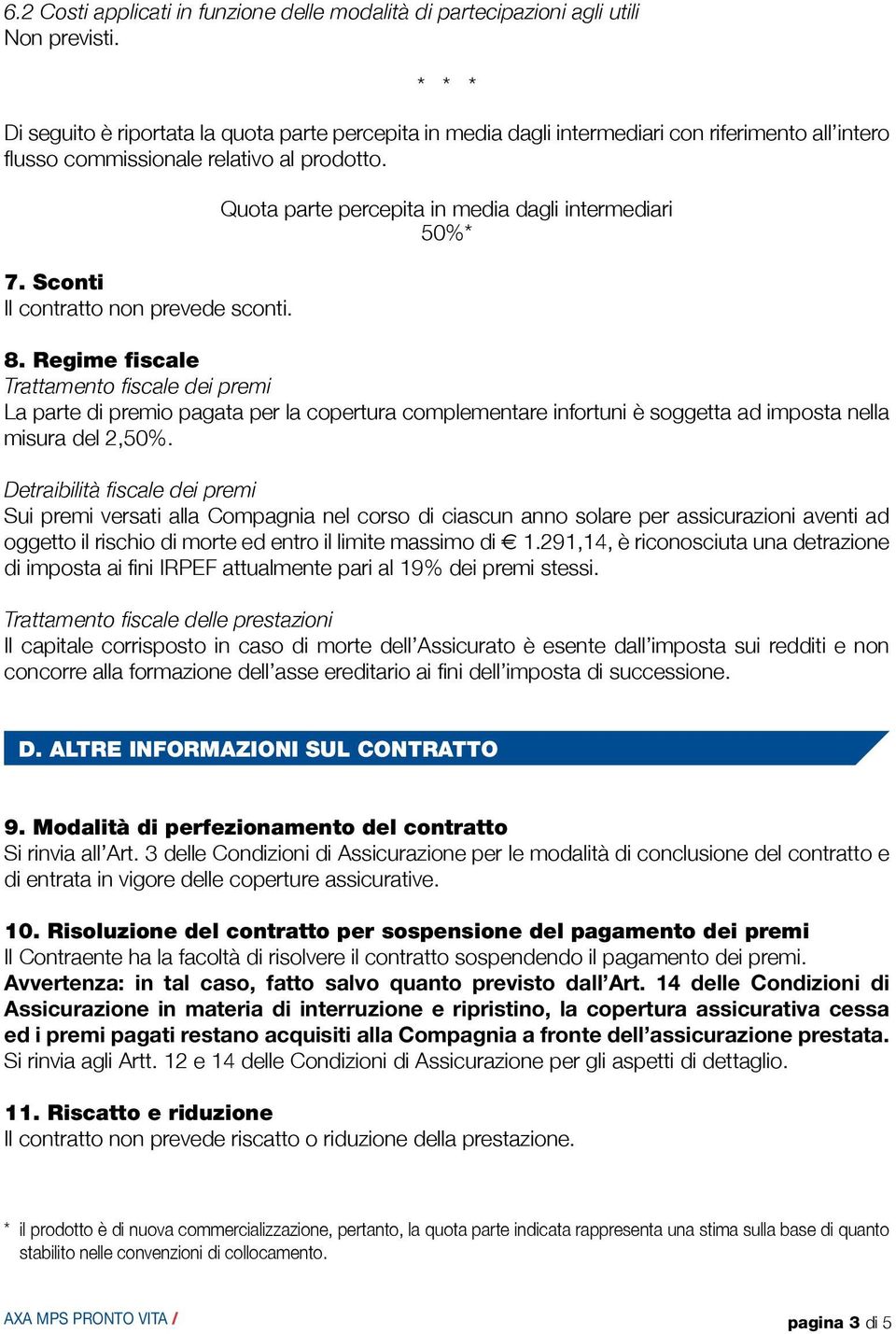 Quota parte percepita in media dagli intermediari 50%* 8.