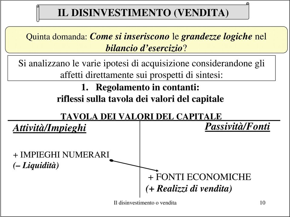 Quinta domanda: Come si inseriscono le grandezze logiche nel bilancio d esercizio?