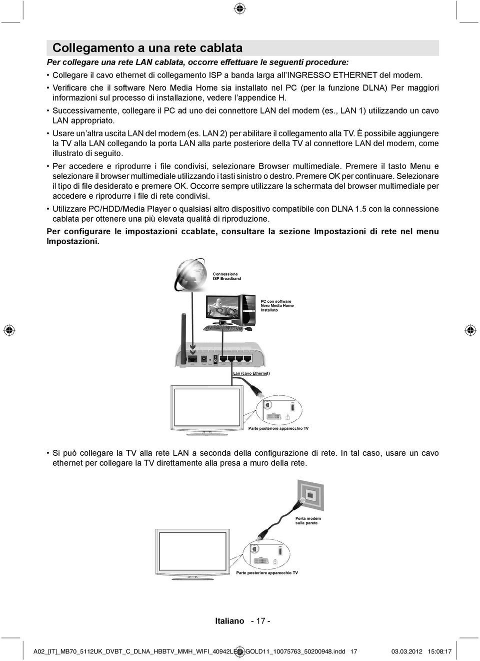 Successivamente, collegare il PC ad uno dei connettore LAN del modem (es., LAN 1) utilizzando un cavo LAN appropriato. Usare un altra uscita LAN del modem (es.