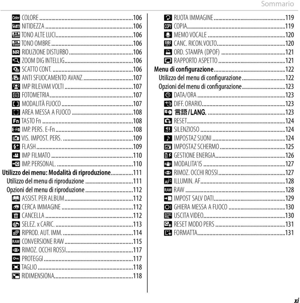 ...110 Utilizzo dei menu: Modalità di riproduzione...111 Utilizzo del menu di riproduzione...111 Opzioni del menu di riproduzione...112 m ASSIST. PER ALBUM...112 b CERCA IMMAGINE...112 A CANCELLA.