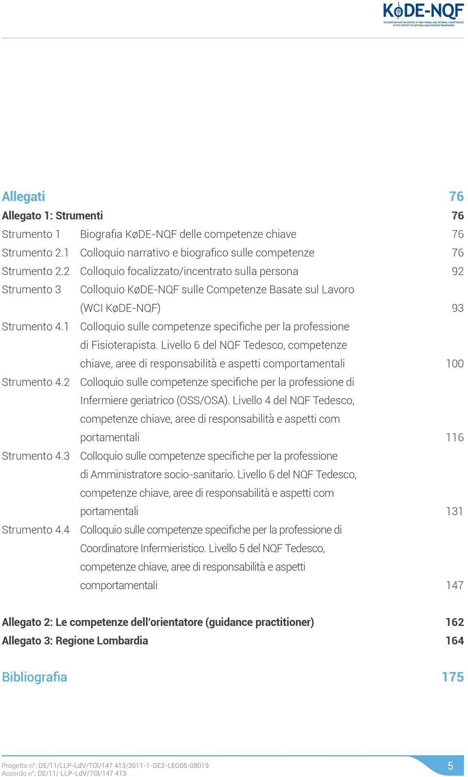 1 Colloquio sulle competenze specifiche per la professione di Fisioterapista. Livello 6 del NQF Tedesco, competenze chiave, aree di responsabilità e aspetti comportamentali Strumento 4.