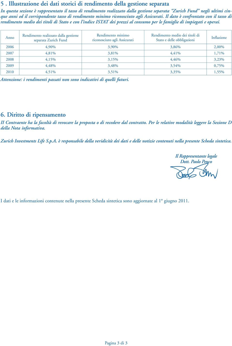 Il dato è confrontato con il tasso di rendimento medio dei titoli di Stato e con l indice ISTAT dei prezzi al consumo per le famiglie di impiegati e operai.