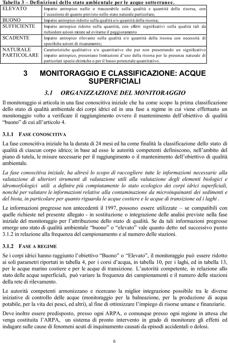 qualità e/o quantità della risorsa; SUFFICIENTE Impatto antropico ridotto sulla quantità, con effetti significativi sulla qualità tali da richiedere azioni mirate ad evitarne il peggioramento