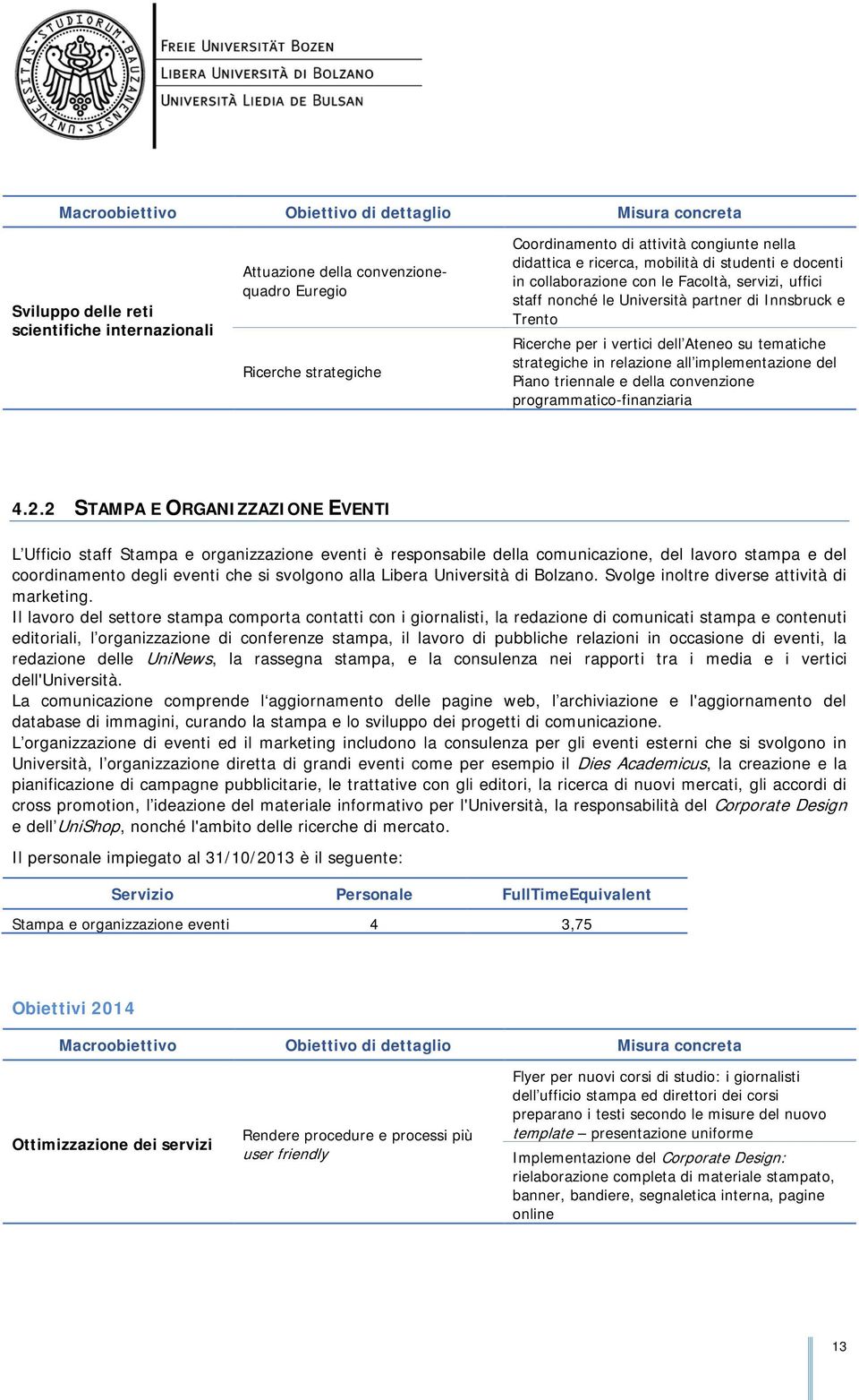 dell Ateneo su tematiche strategiche in relazione all implementazione del Piano triennale e della convenzione programmatico-finanziaria 4.2.