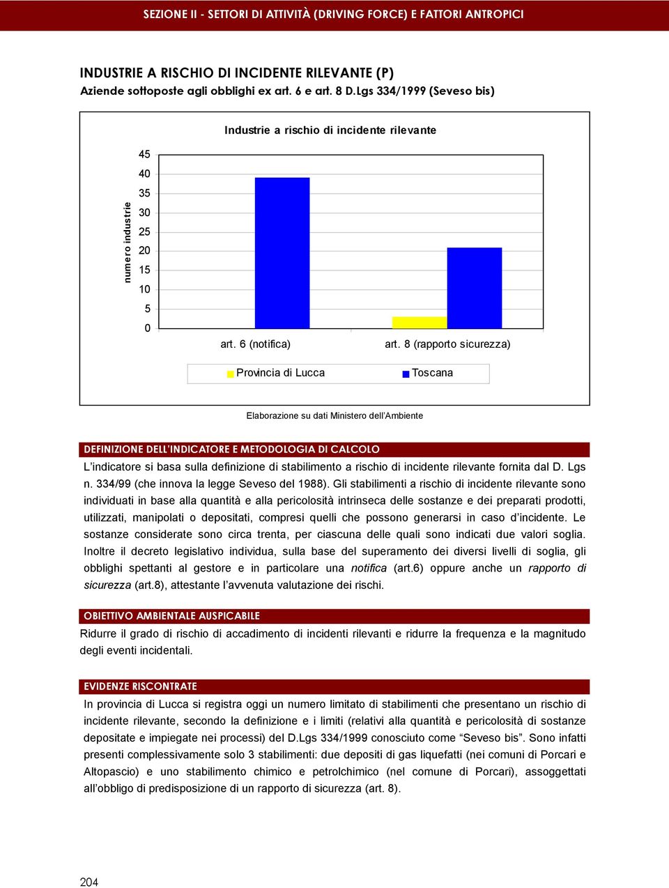 8 (rapporto sicurezza) Provincia di Lucca Toscana Elaborazione su dati Ministero dell Ambiente DEFINIZIONE DELL INDICATORE E METODOLOGIA DI CALCOLO L indicatore si basa sulla definizione di