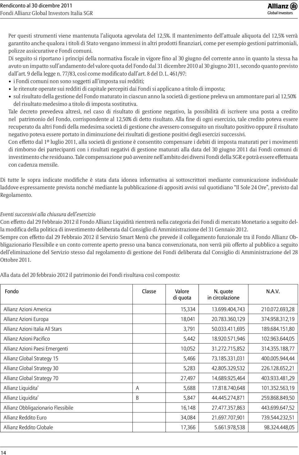 positivi degli esercizi successivi. di rimborso dei partecipanti con i risultati negativi di gestione maturati alla data del 30 giugno 2011 dai Fondi comuni di con cadenza mensile.