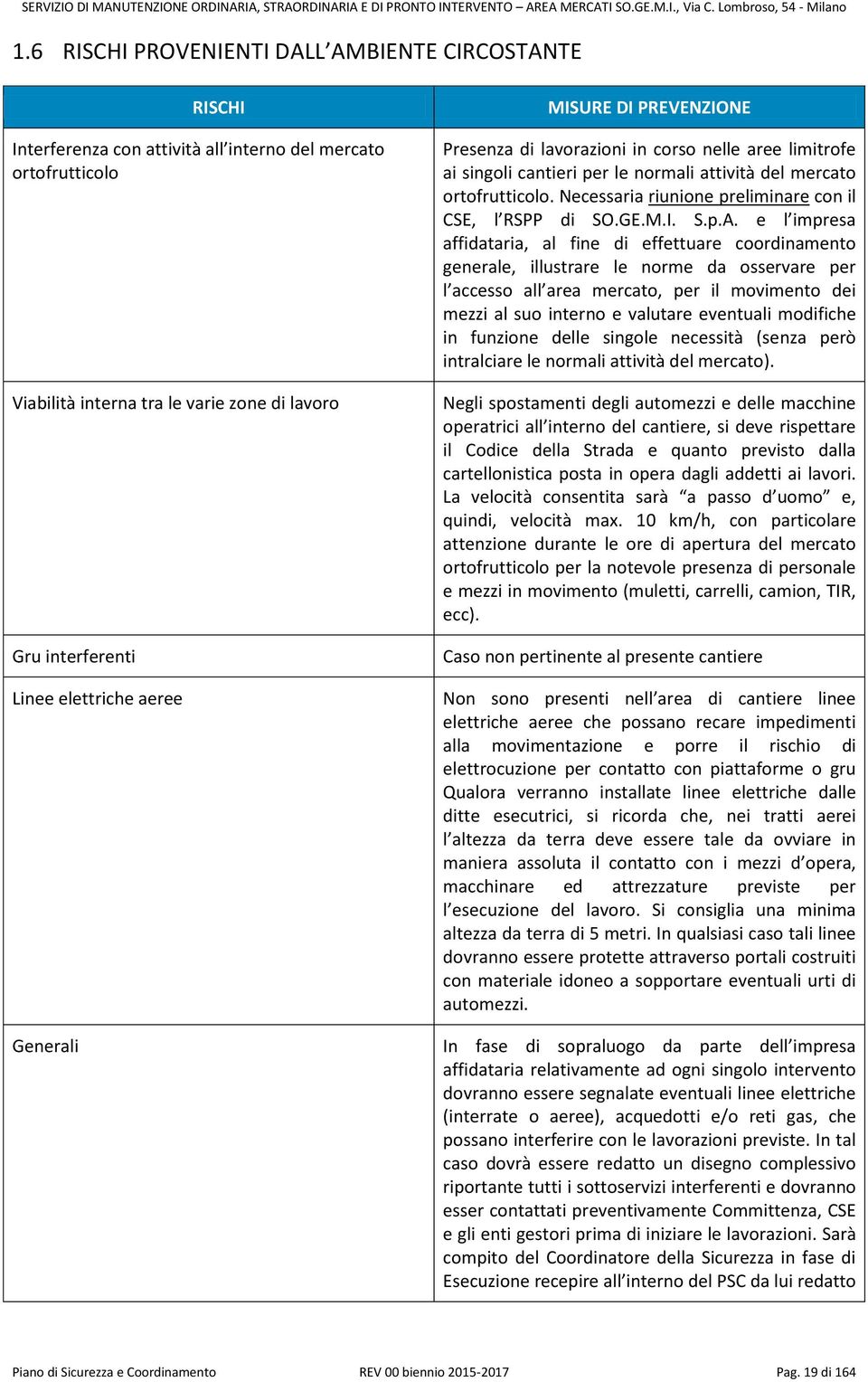 Necessaria riunione preliminare con il CSE, l RSPP di SO.GE.M.I. S.p.A.