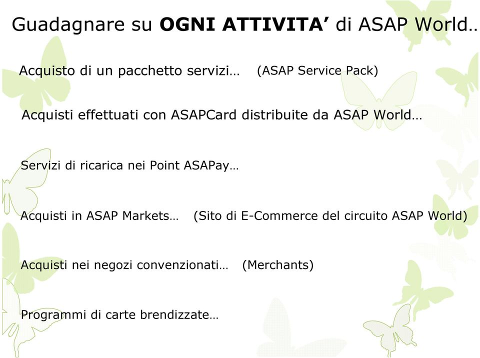 ricarica nei Point ASAPay Acquisti in ASAP Markets (Sito di E-Commerce del circuito