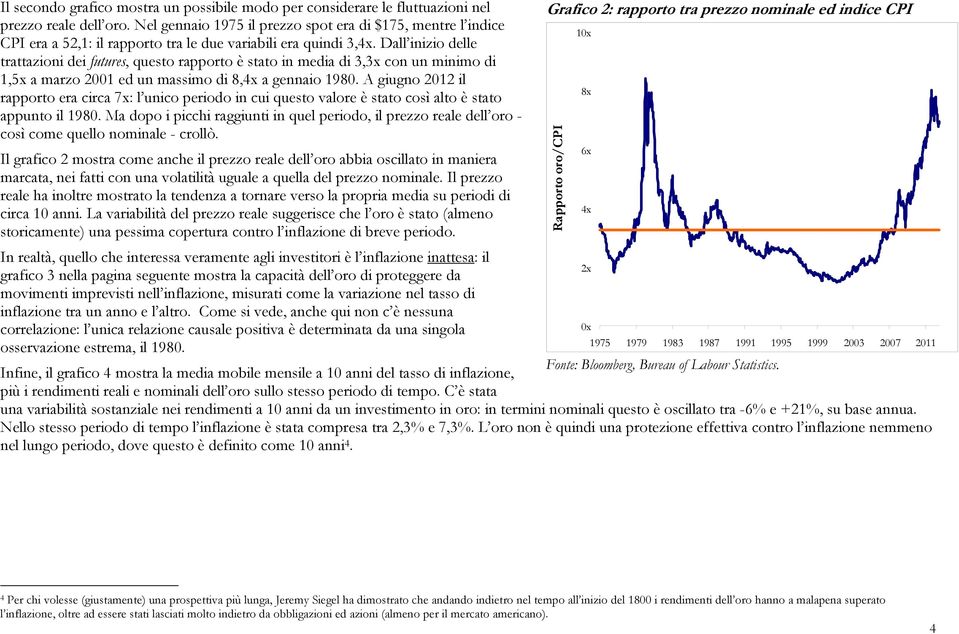 Dall inizio delle trattazioni dei futures, questo rapporto è stato in media di 3,3x con un minimo di 1,5x a marzo 2001 ed un massimo di 8,4x a gennaio 1980.