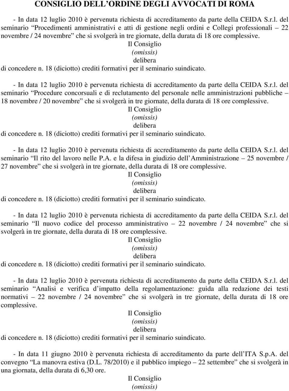 di concedere n. 18 (diciotto) crediti formativi per il 