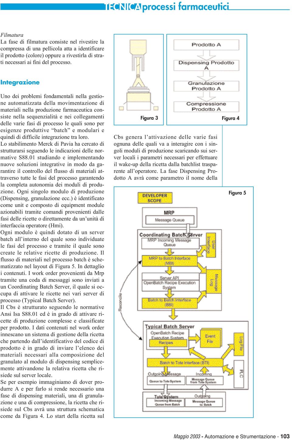 fasi di processo le quali sono per esigenze produttive batch e modulari e quindi di difficile integrazione tra loro.