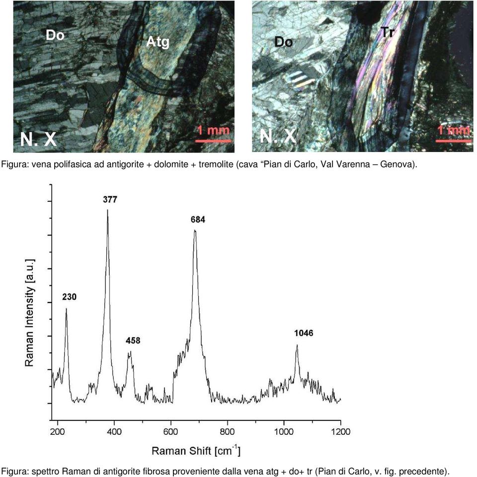 Figura: spettro Raman di antigorite fibrosa