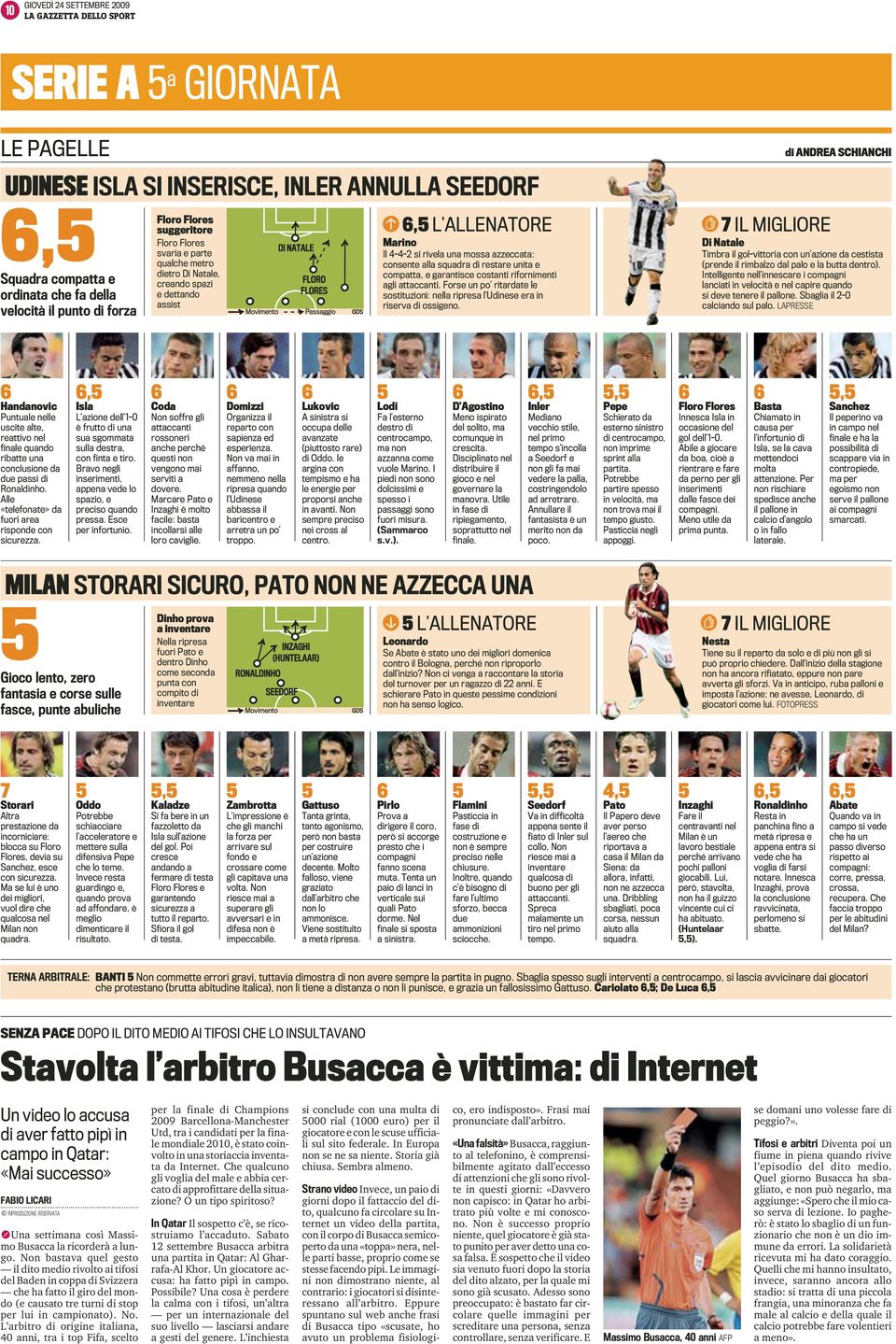 alla squadra di restare unita e compatta, e garantisce costanti rifornimenti agli attaccanti. Forse un po ritardate le sostituzioni: nella ripresa l Udinese era in riserva di ossigeno.