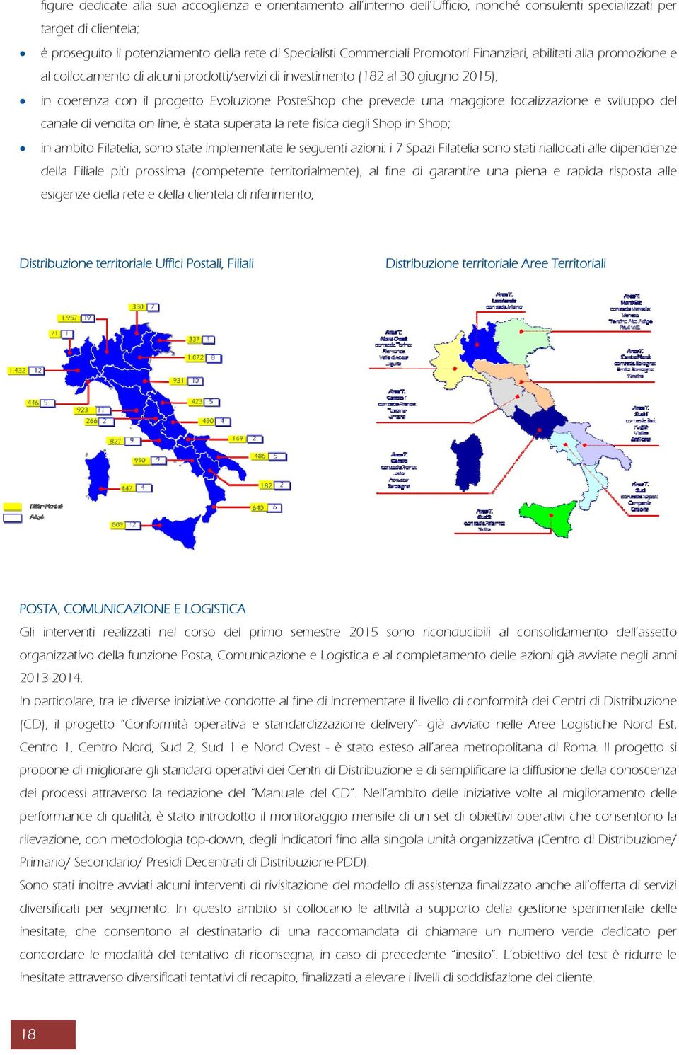 prevede una maggiore focalizzazione e sviluppo del canale di vendita on line, è stata superata la rete fisica degli Shop in Shop; in ambito Filatelia, sono state implementate le seguenti azioni: i 7