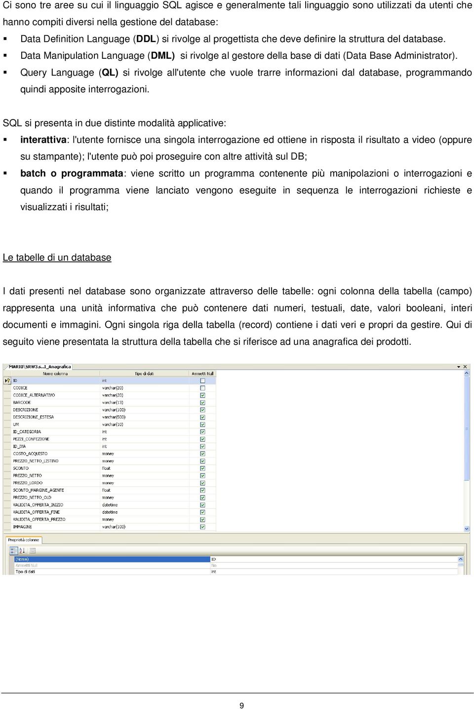 Query Language (QL) si rivolge all'utente che vuole trarre informazioni dal database, programmando quindi apposite interrogazioni.