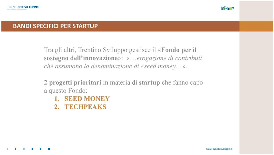 assumono la denominazione di «seed money».