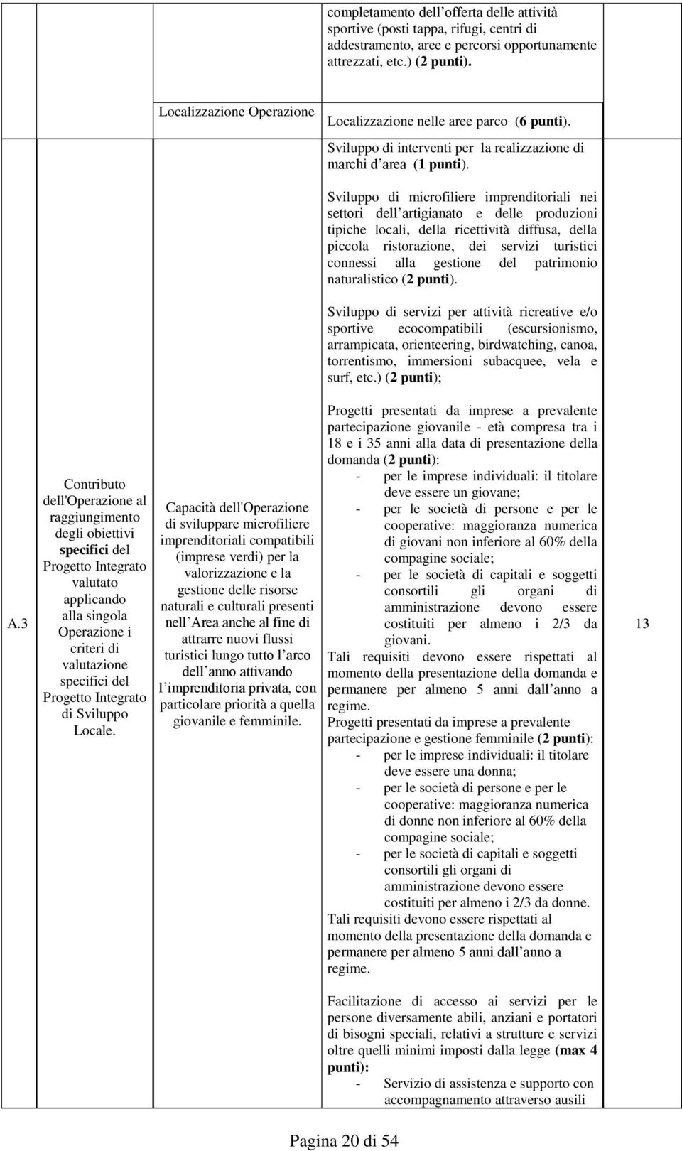 3 Contributo dell'operazione al raggiungimento degli obiettivi specifici del Progetto Integrato valutato applicando alla singola Operazione i criteri di valutazione specifici del Progetto Integrato