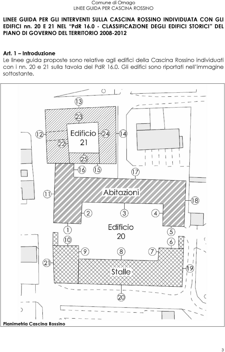 1 Introduzione Le linee guida proposte sono relative agli edifici della Cascina Rossino individuati con i