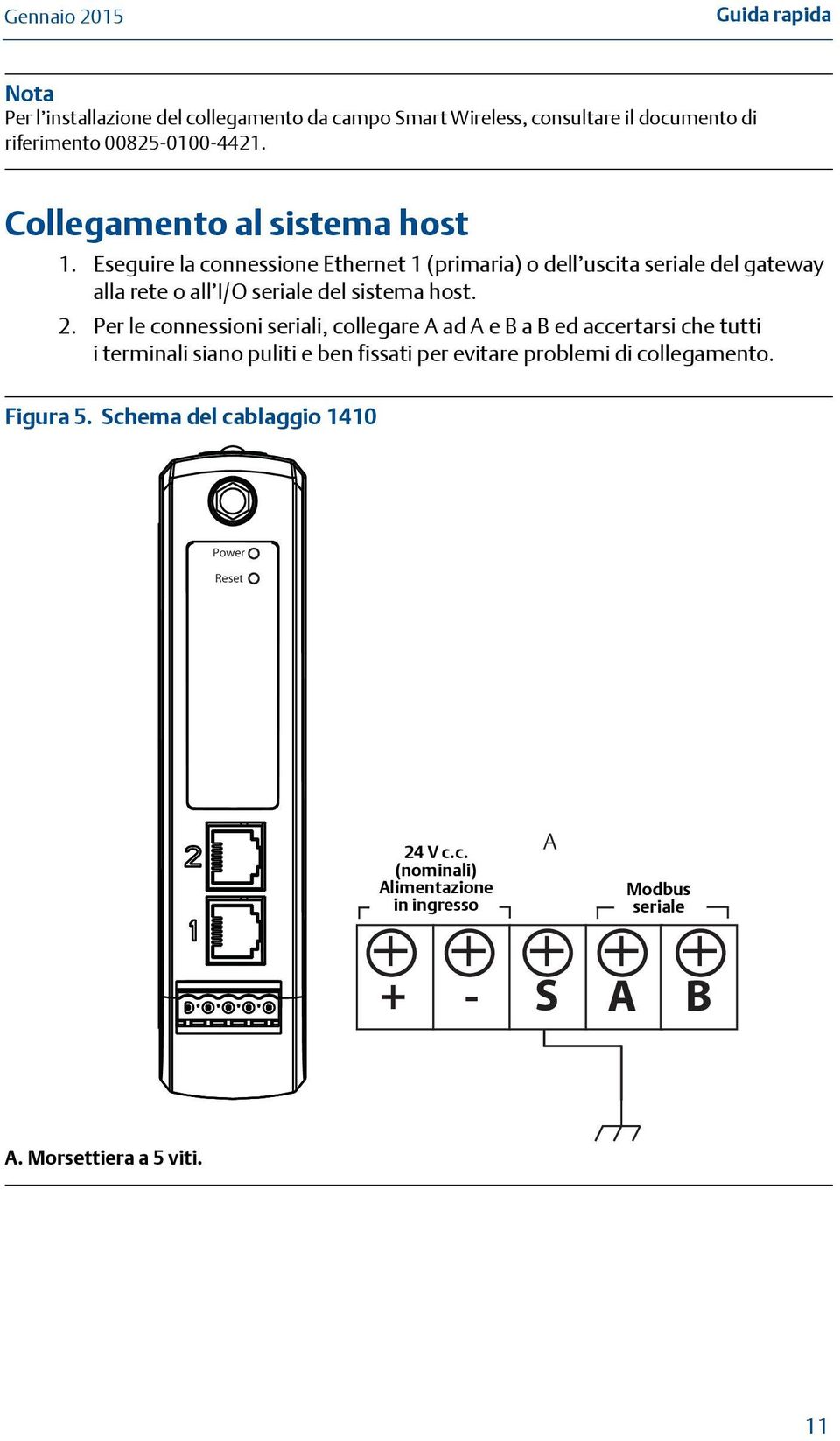 Per le connessioni seriali, collegare A ad A e B a B ed accertarsi che tutti i terminali siano puliti e ben fissati per evitare problemi di collegamento.