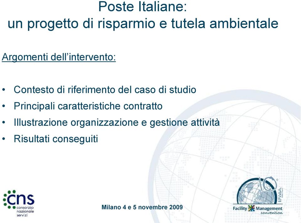 riferimento del caso di studio Principali caratteristiche