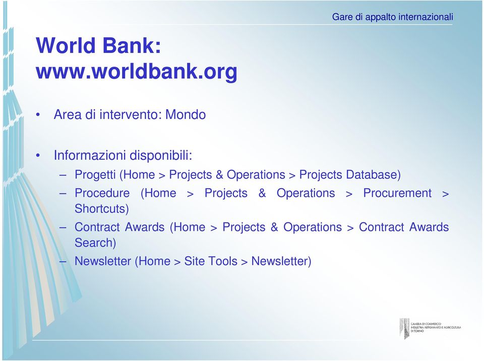 Projects & Operations > Projects Database) Procedure (Home > Projects &