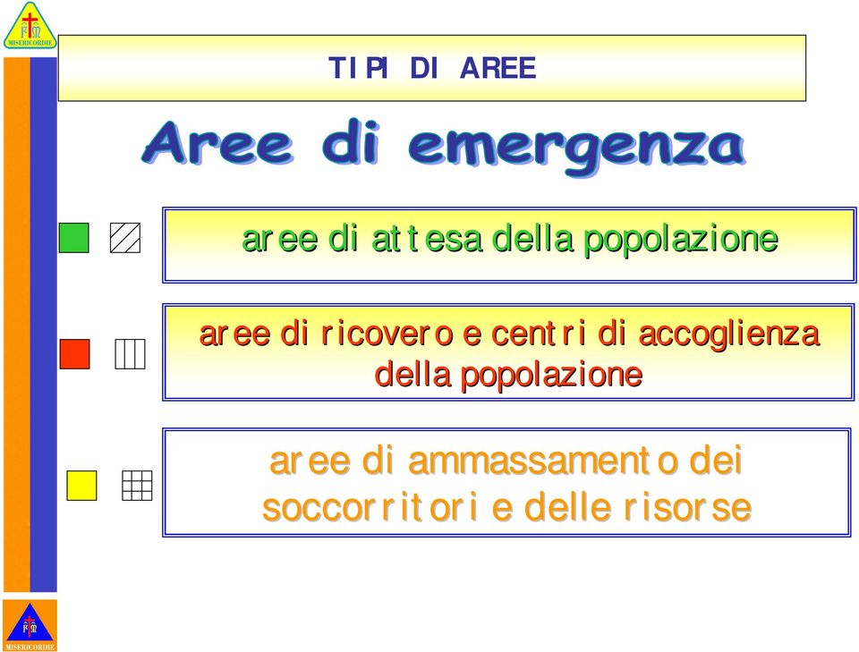 di accoglienza della popolazione aree