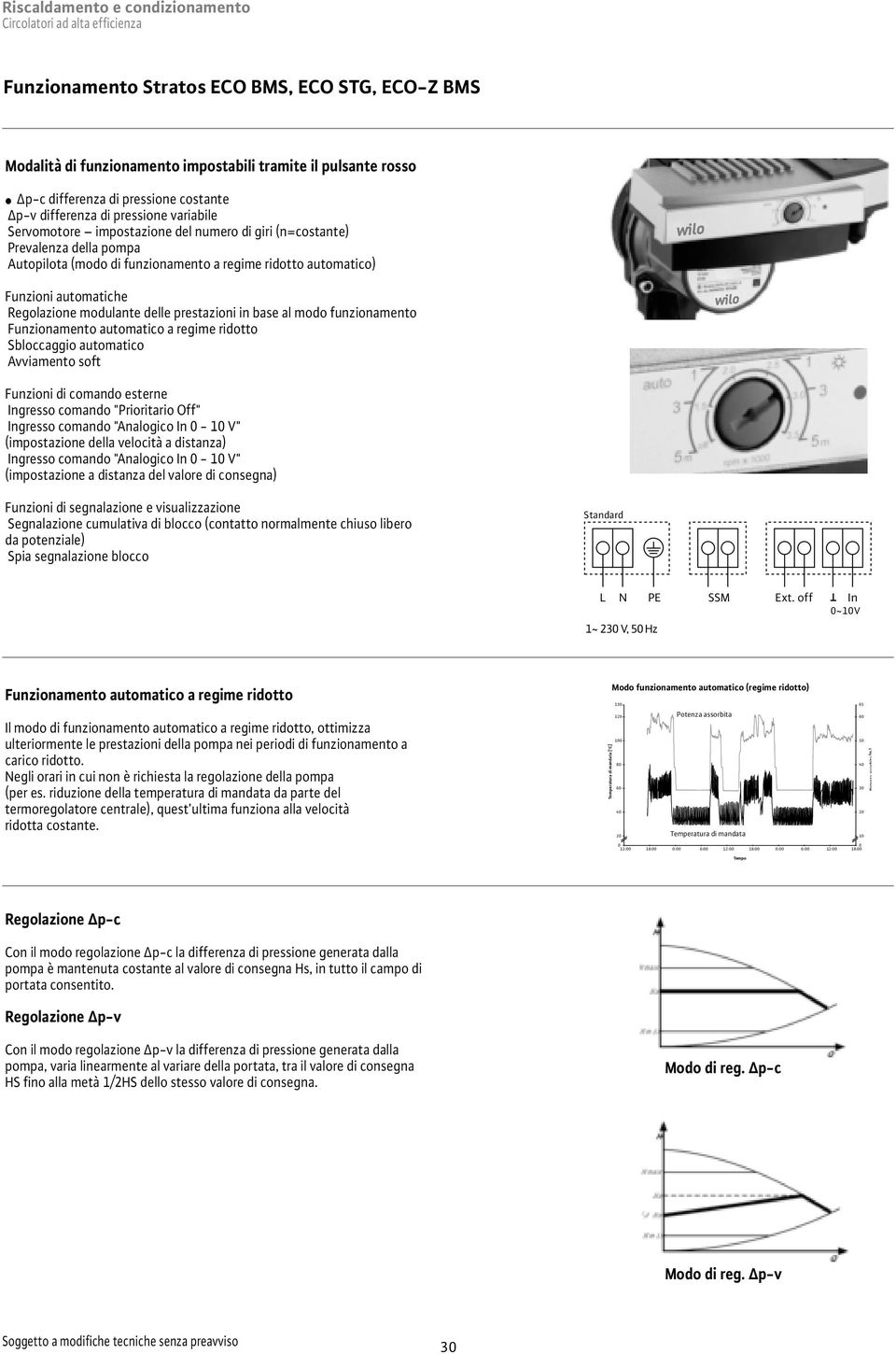 modulante delle prestazioni in base al modo funzionamento Funzionamento automatico a regime ridotto Sbloccaggio automatico Aiamento soft Funzioni di comando esterne Ingresso comando "Prioritario Off"