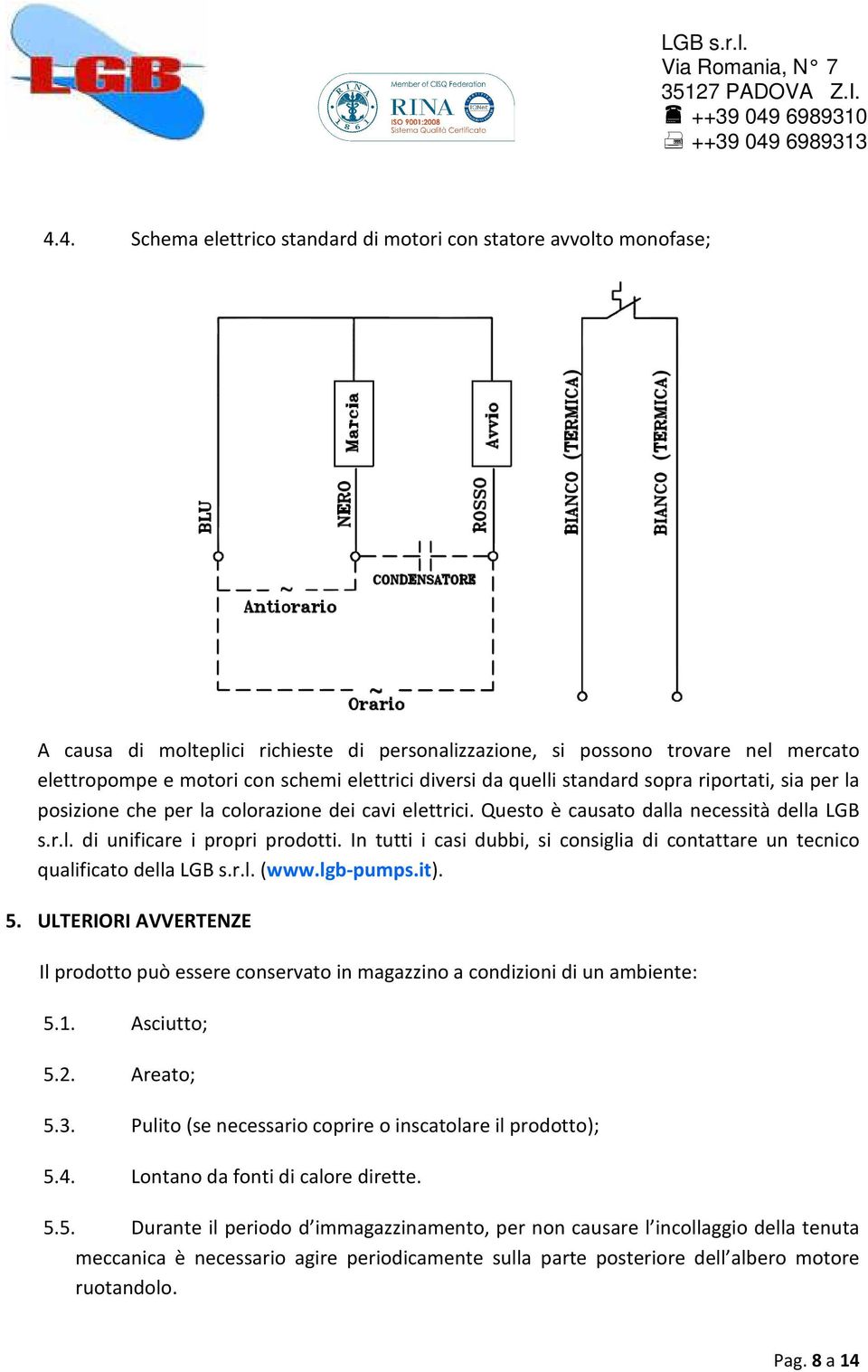 In tutti i casi dubbi, si consiglia di contattare un tecnico qualificato della LGB s.r.l. (www.lgb-pumps.it). 5.