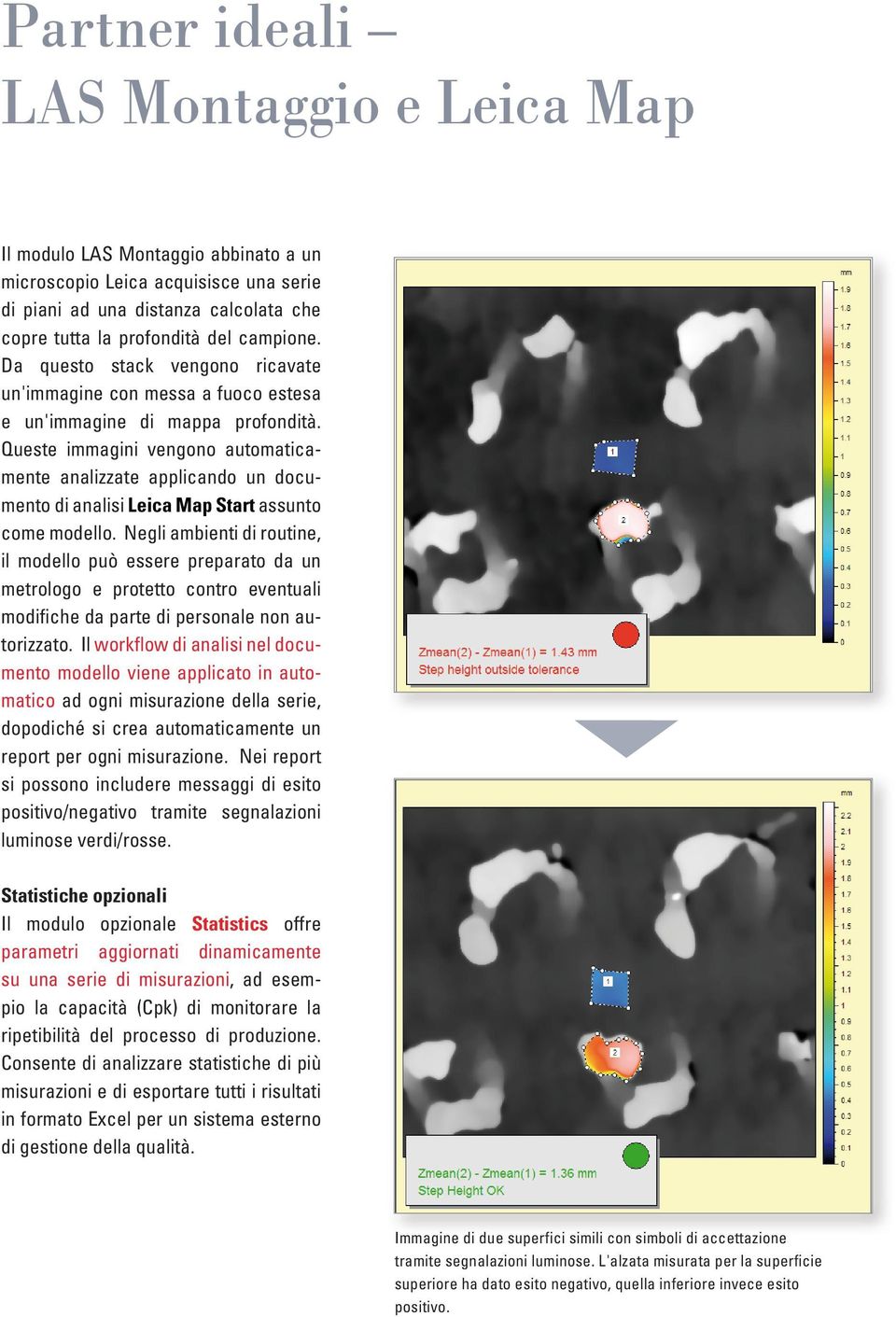 Queste immagini vengono automaticamente analizzate applicando un documento di analisi Leica Map Start assunto come modello.