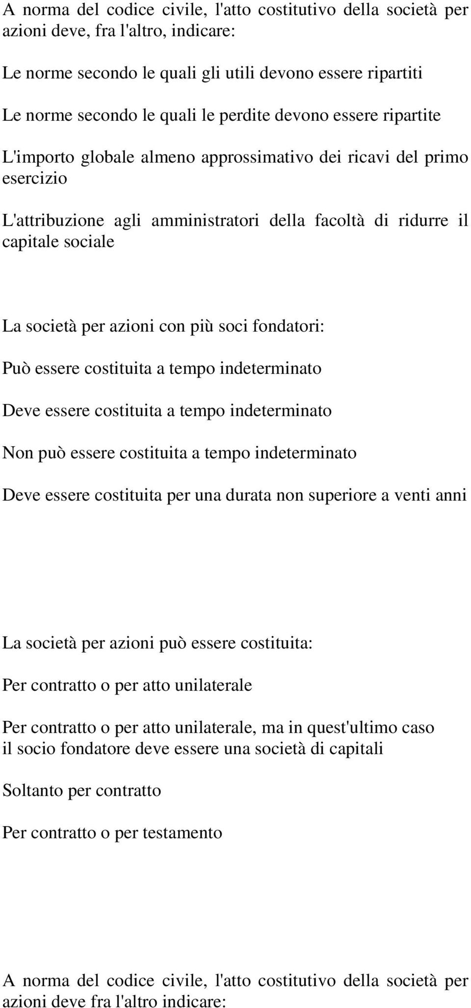 con più soci fondatori: Può essere costituita a tempo indeterminato Deve essere costituita a tempo indeterminato Non può essere costituita a tempo indeterminato Deve essere costituita per una durata