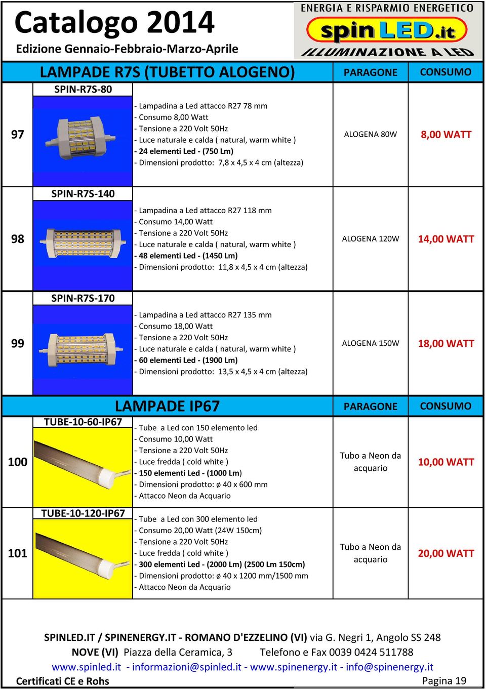 - (1450 Lm) - Dimensioni prodotto: 11,8 x 4,5 x 4 cm (altezza) ALOGENA 120W 14,00 WATT SPIN-R7S-170 99 - Lampadina a Led attacco R27 135 mm - Consumo 18,00 Watt - Luce naturale e calda ( natural,