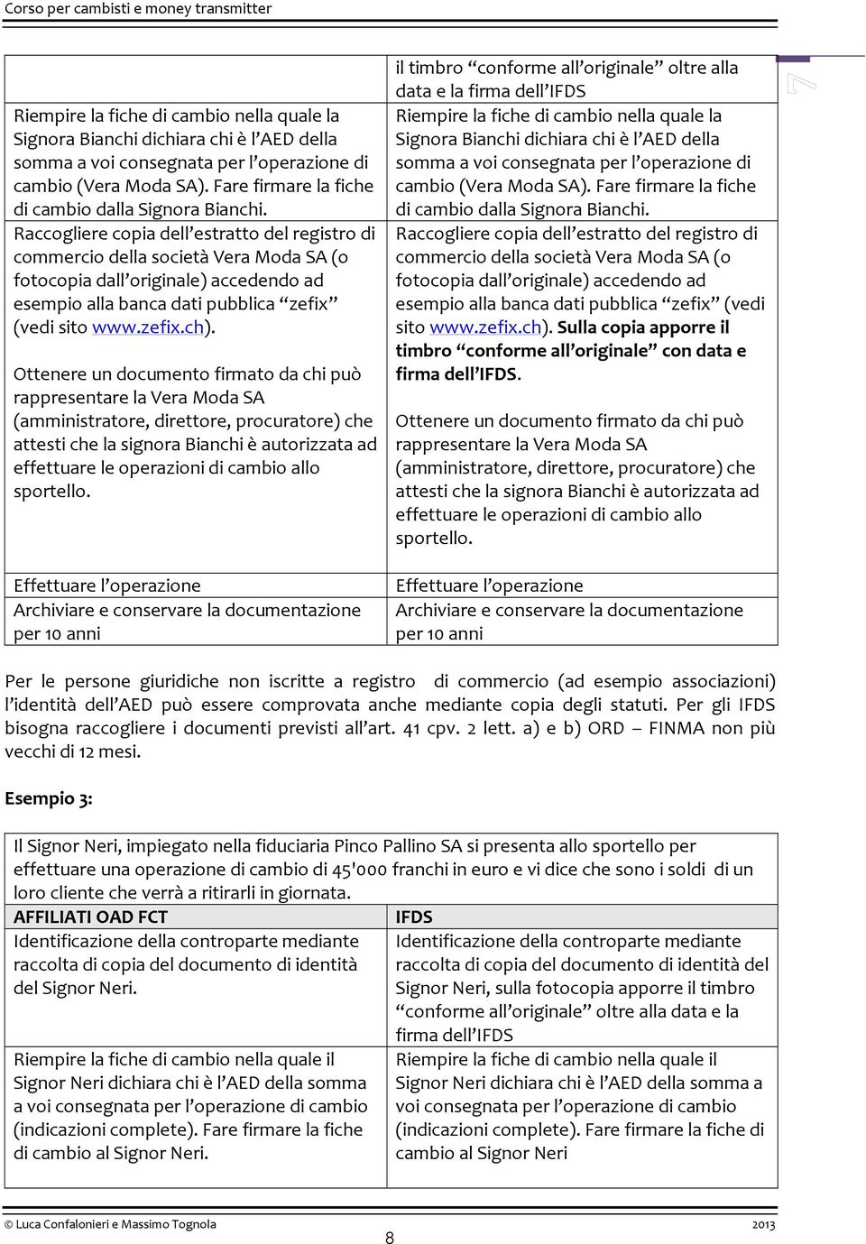 Raccogliere copia dell estratto del registro di commercio della società Vera Moda SA (o fotocopia dall originale) accedendo ad esempio alla banca dati pubblica zefix (vedi sito www.zefix.ch).