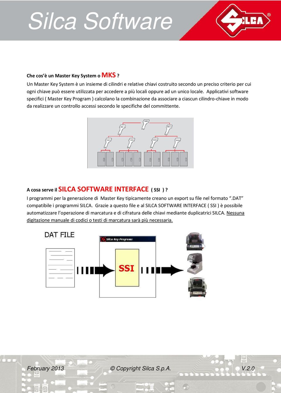 Applicativi software specifici ( Master Key Program ) calcolano la combinazione da associare a ciascun cilindro-chiave in modo da realizzare un controllo accessi secondo le specifiche del committente.