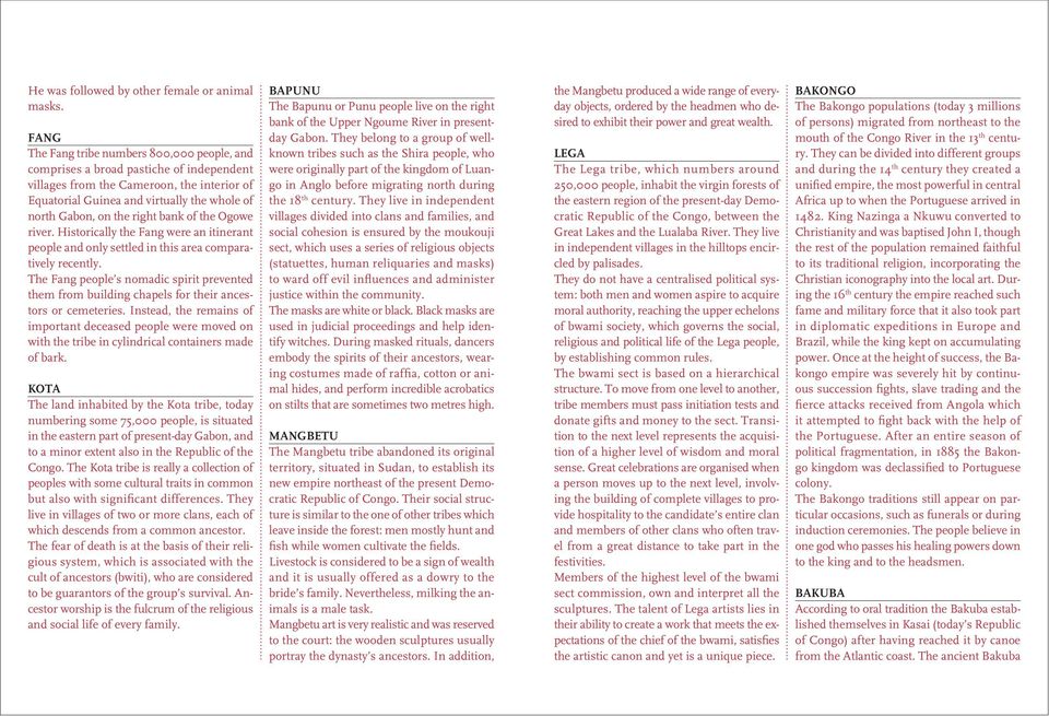 right bank of the Ogowe river. Historically the Fang were an itinerant people and only settled in this area comparatively recently.