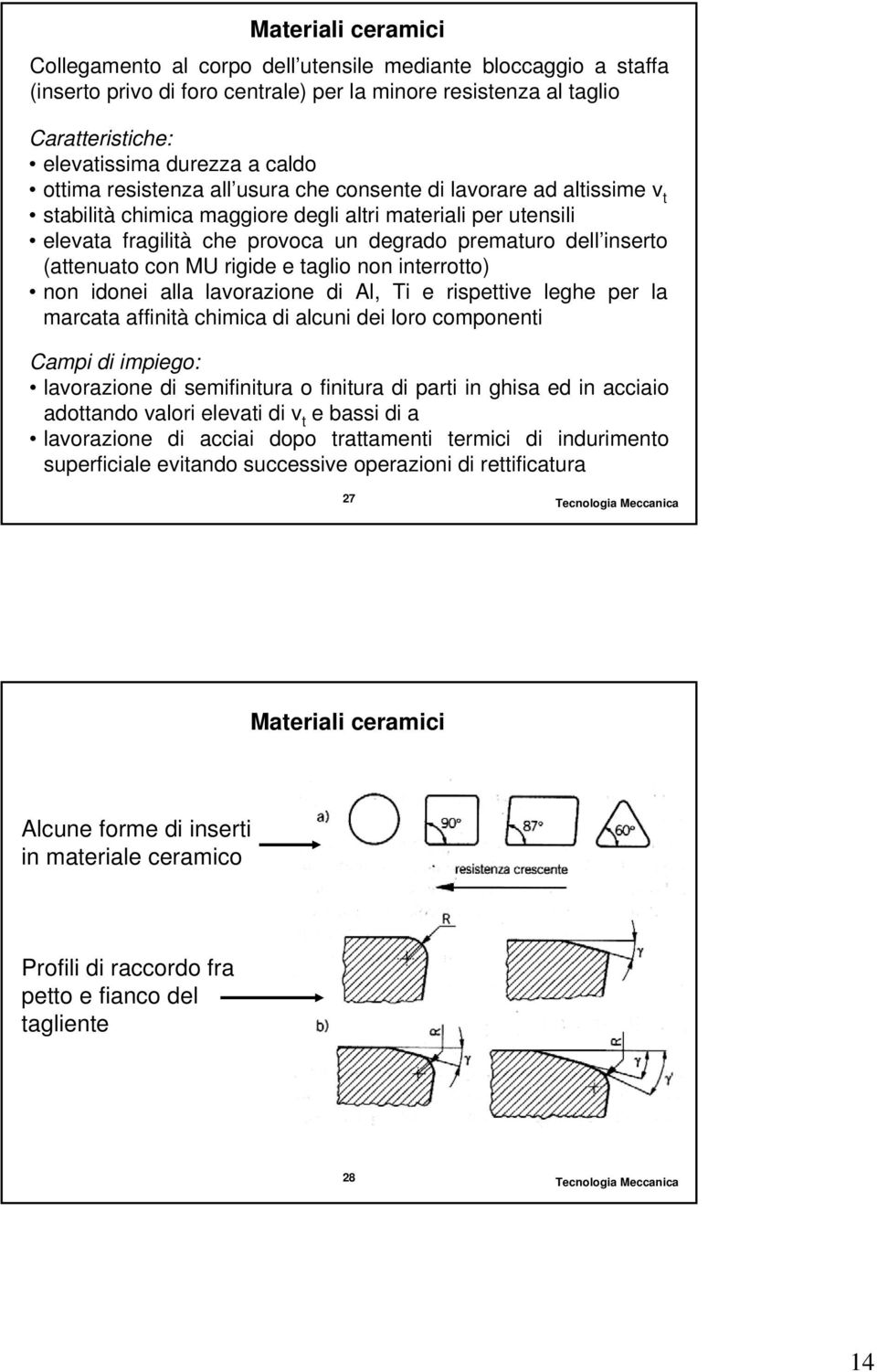 (attenuato con MU rigide e taglio non interrotto) non idonei alla lavorazione di Al, Ti e rispettive leghe per la marcata affinità chimica di alcuni dei loro componenti Campi di impiego: lavorazione