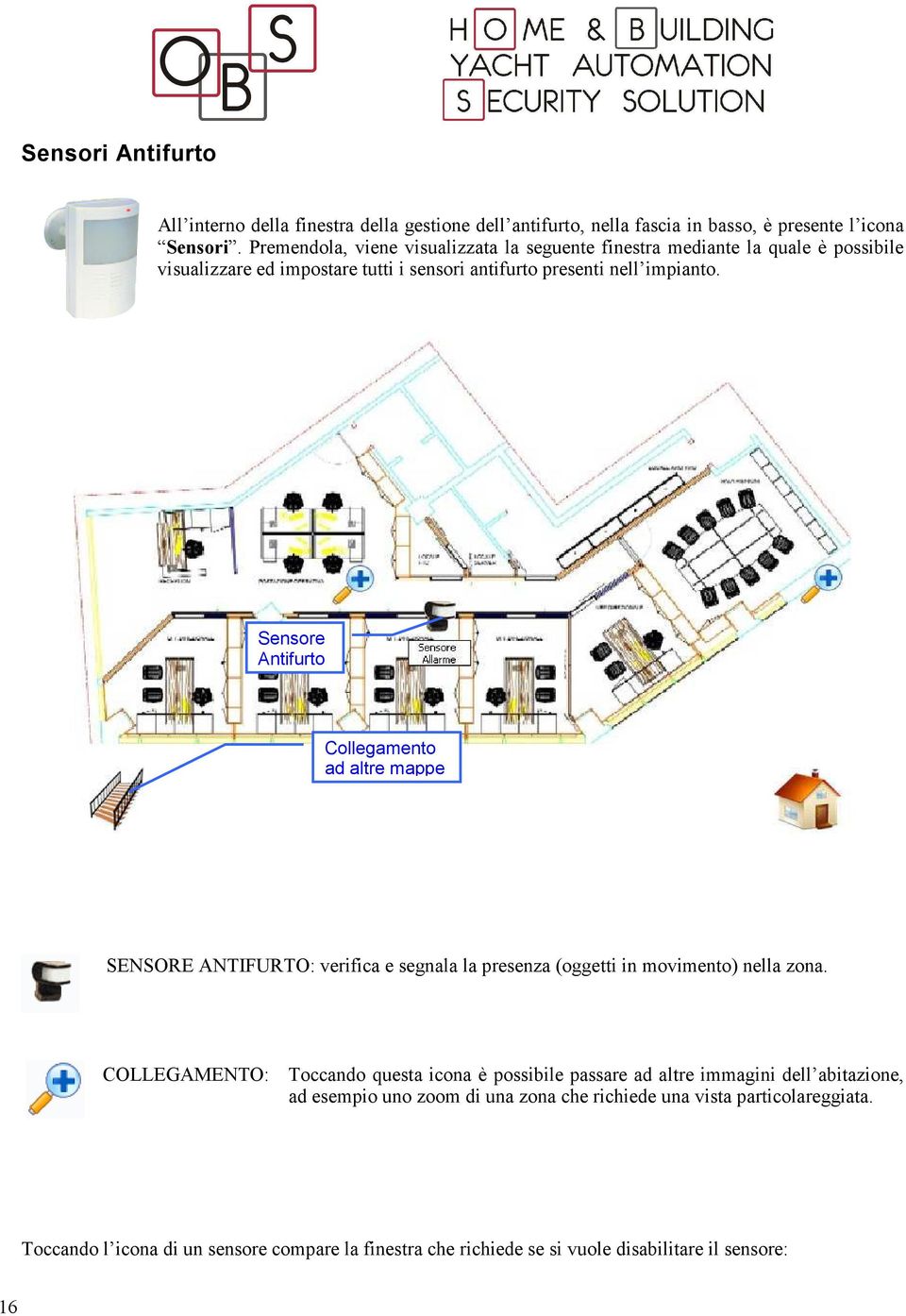 Sensore Antifurto Collegamento ad altre mappe SENSORE ANTIFURTO: verifica e segnala la presenza (oggetti in movimento) nella zona.