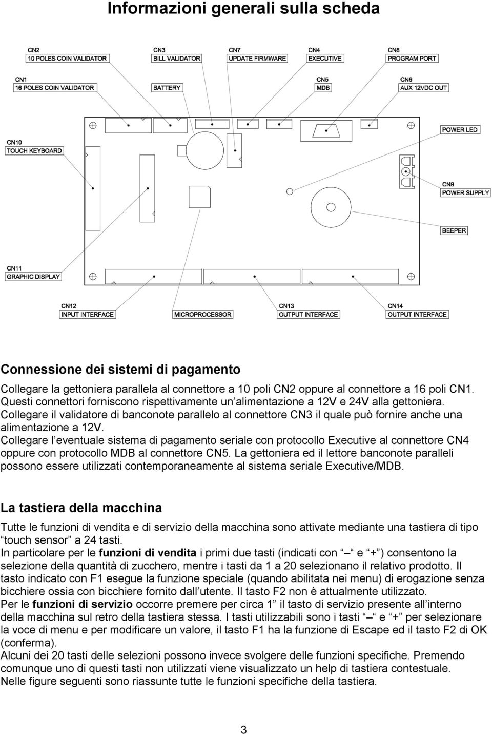 Collegare il validatore di banconote parallelo al connettore CN3 il quale può fornire anche una alimentazione a 12V.