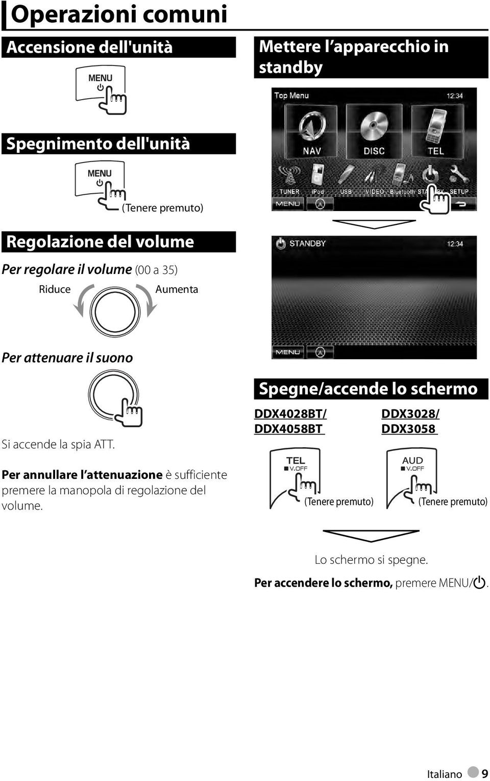 Per annullare l attenuazione è sufficiente premere la manopola di regolazione del volume.