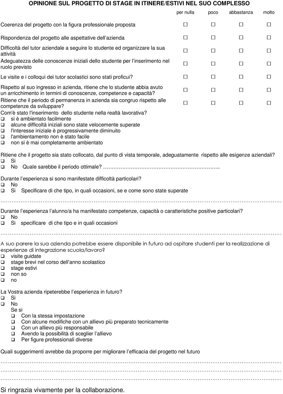 i colloqui dei tutor scolastici sono stati proficui? Rispetto al suo ingresso in azienda, ritiene che lo studente abbia avuto un arricchimento in termini di conoscenze, competenze e capacità?