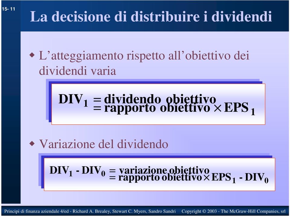 dividendo obiettivo obiettivo EPS 1 Variazione del dividendo
