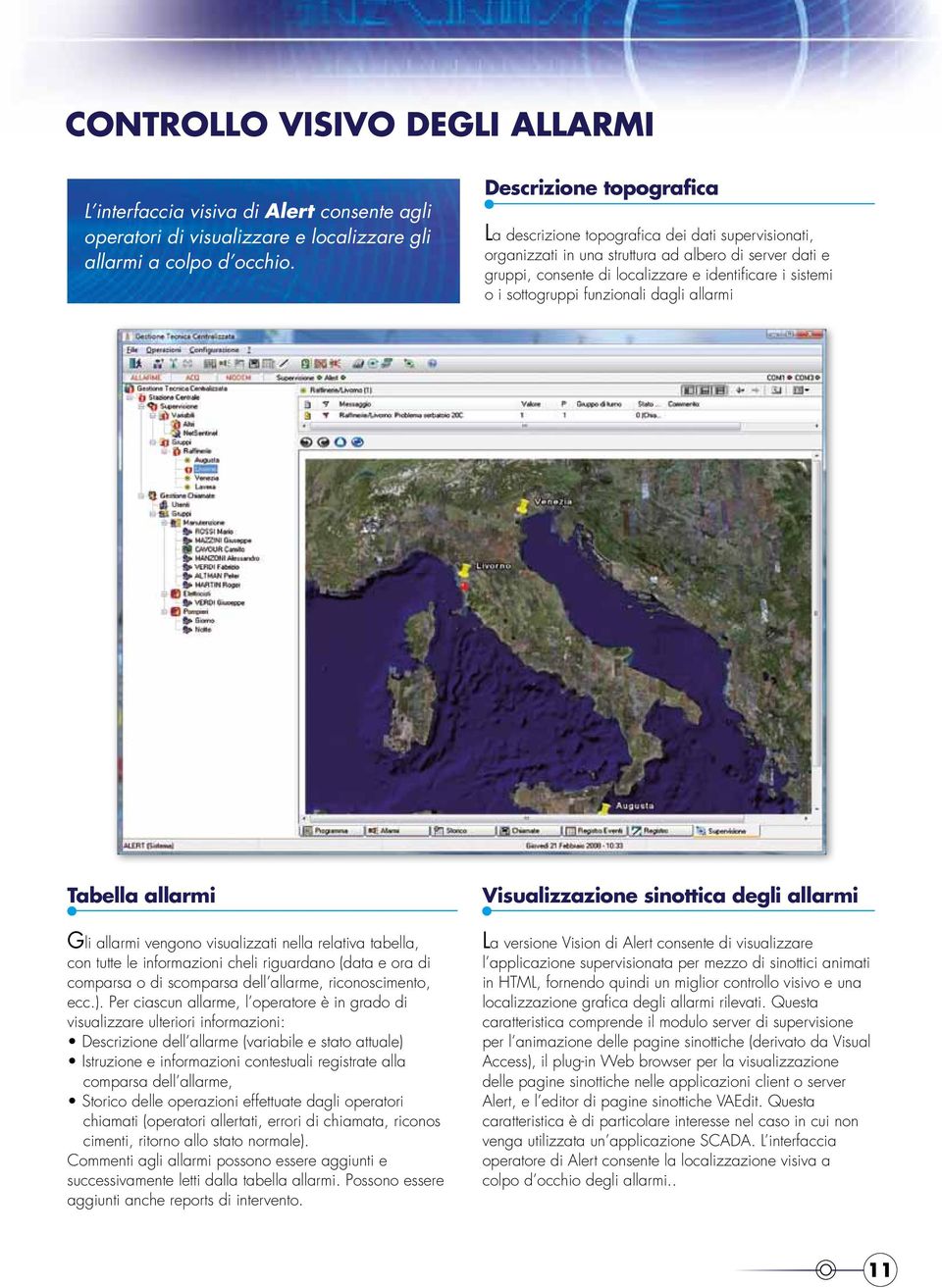 Descrizione topografica La descrizione topografica dei dati supervisionati, organizzati in una struttura ad albero di server dati e gruppi, consente di localizzare e identificare i sistemi o i