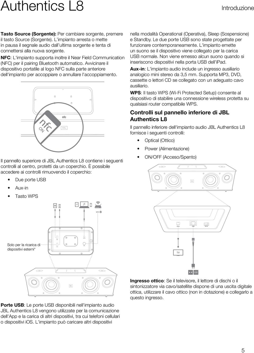 NFC: L'impianto supporta inoltre il Near Field Communication (NFC) per il pairing Bluetooth automatico.