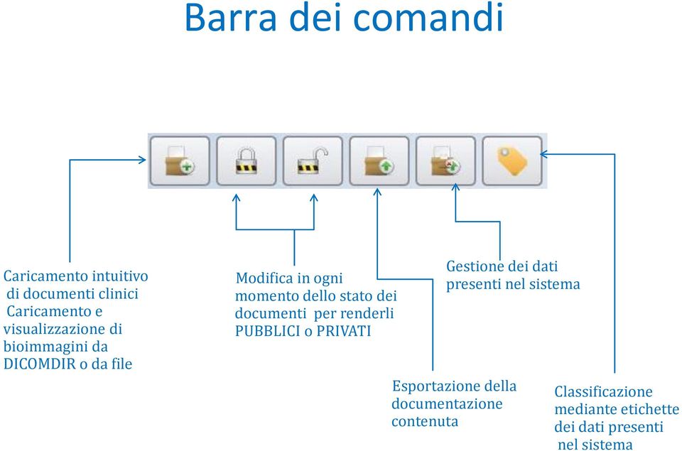 dello stato dei documenti per renderli PUBBLICI o PRIVATI Gestione dei dati presenti nel