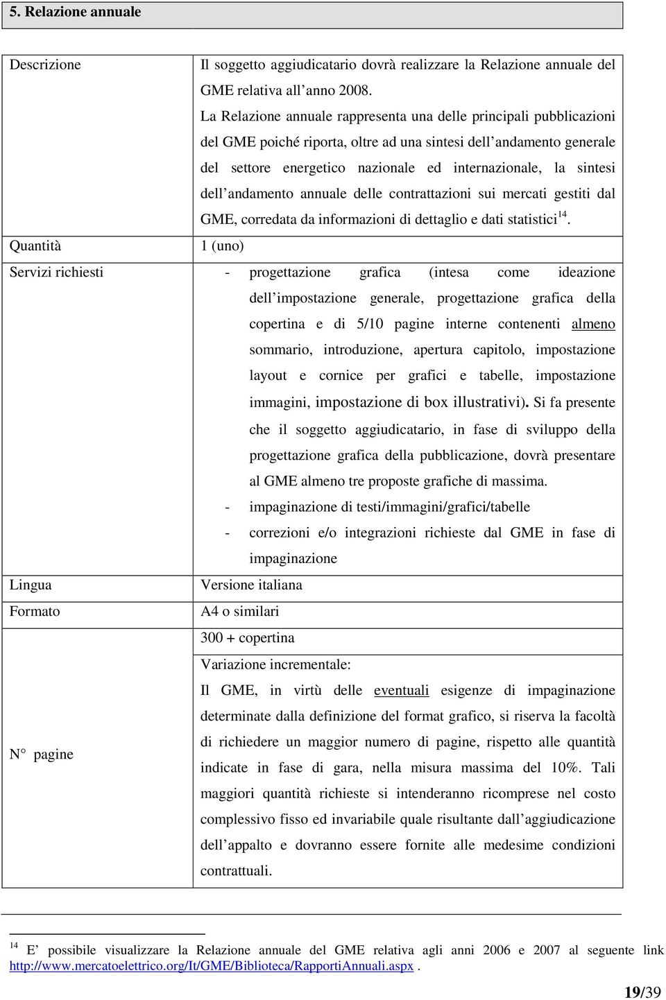 dell andamento annuale delle contrattazioni sui mercati gestiti dal GME, corredata da informazioni di dettaglio e dati statistici 14.